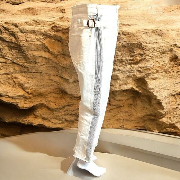 Pilcro & the Letterpress Anthropologie High-Rise Side Striped Slim Jeans Size 31 - Picture 1 of 13